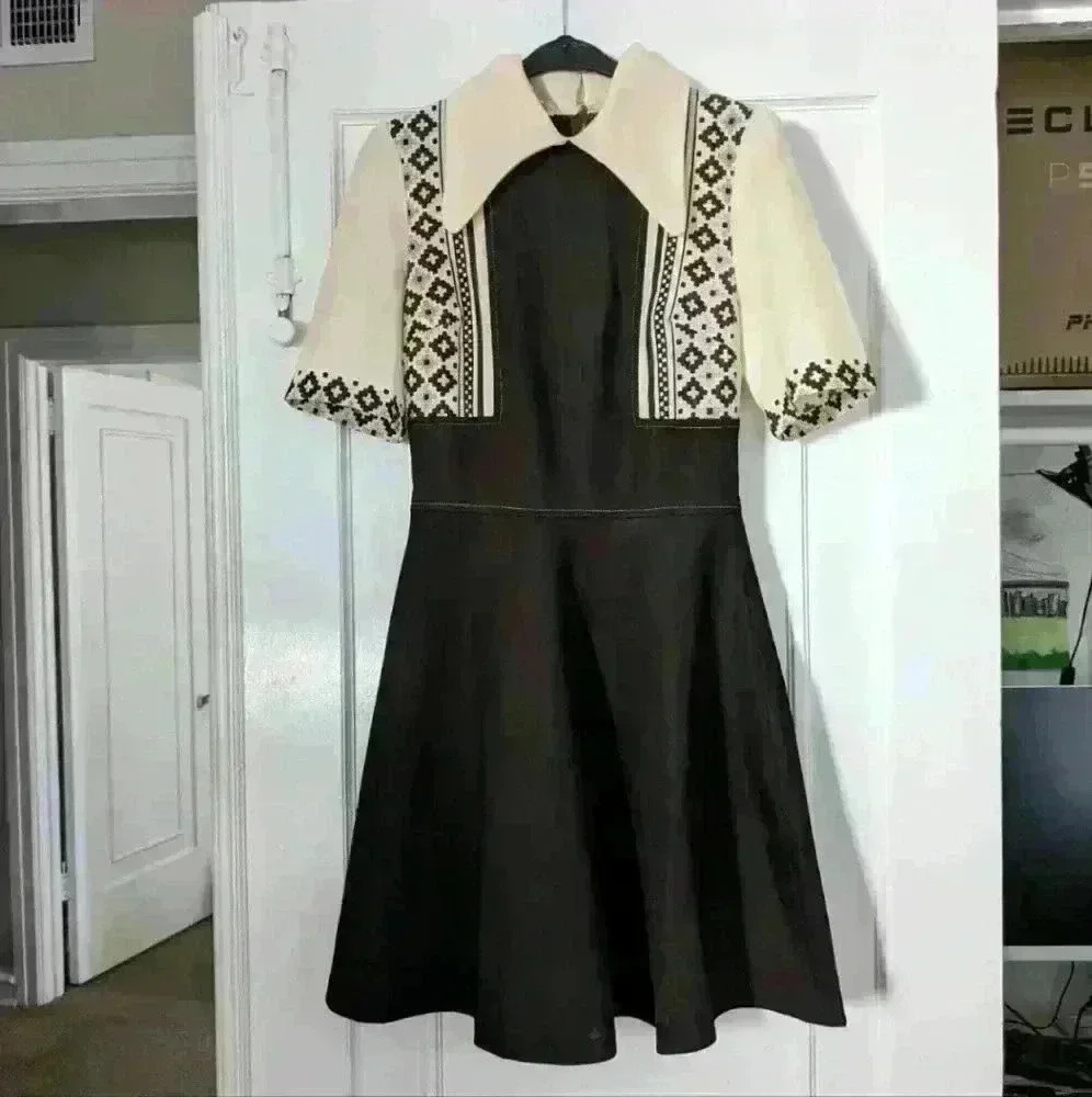 Vintage 1960s Brown Mini Gogo Dress Size Small